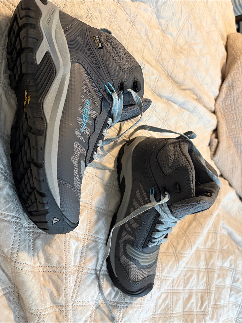 Keen Gray Athletic Hiking Shoes with Light Blue Accents